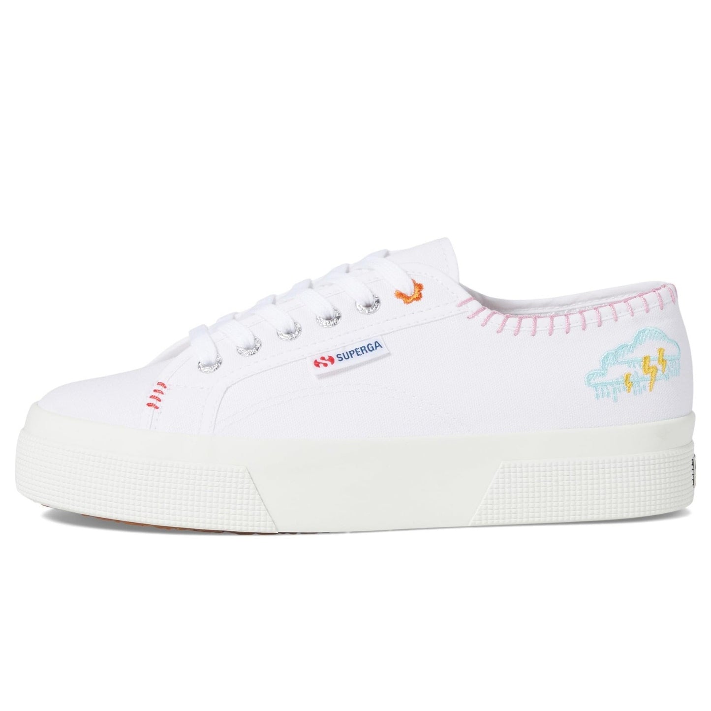 Superga 2740 Happy logo White Canvas Lace Up Sneakers Sz Men 8.5, Women 10 M