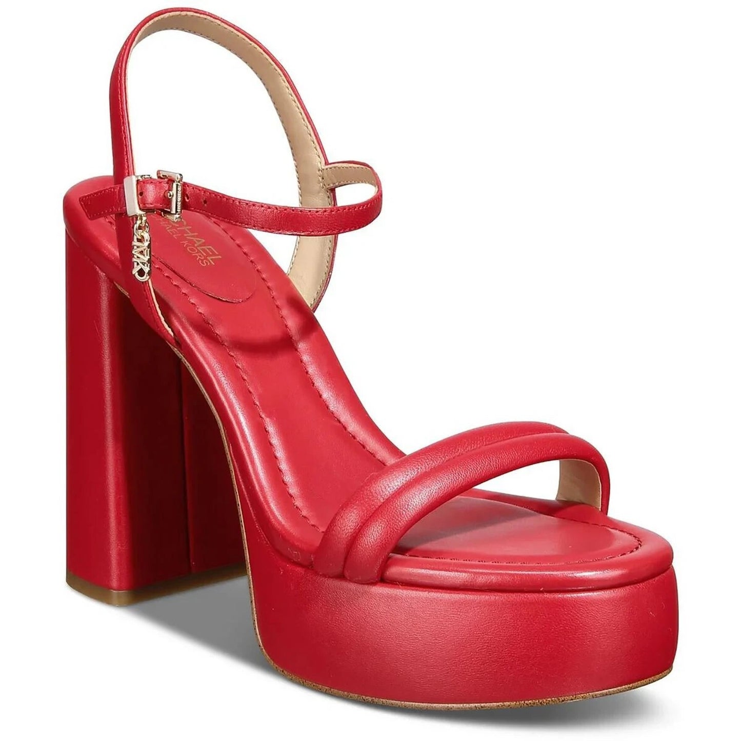 Michael Kors Laci Platform Sandals Crimson Red Leather Women's Size 8 M Heels