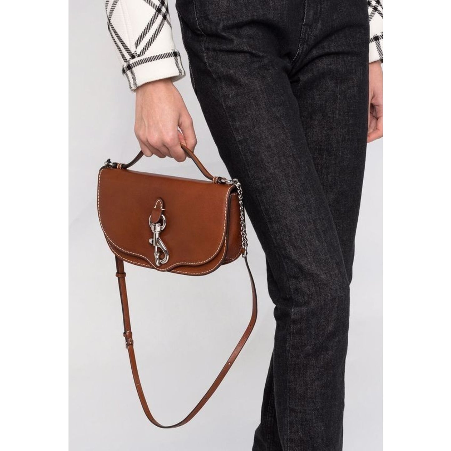 New! Rebecca Minkoff Megan half-moon crossbody bag Brown calf leather