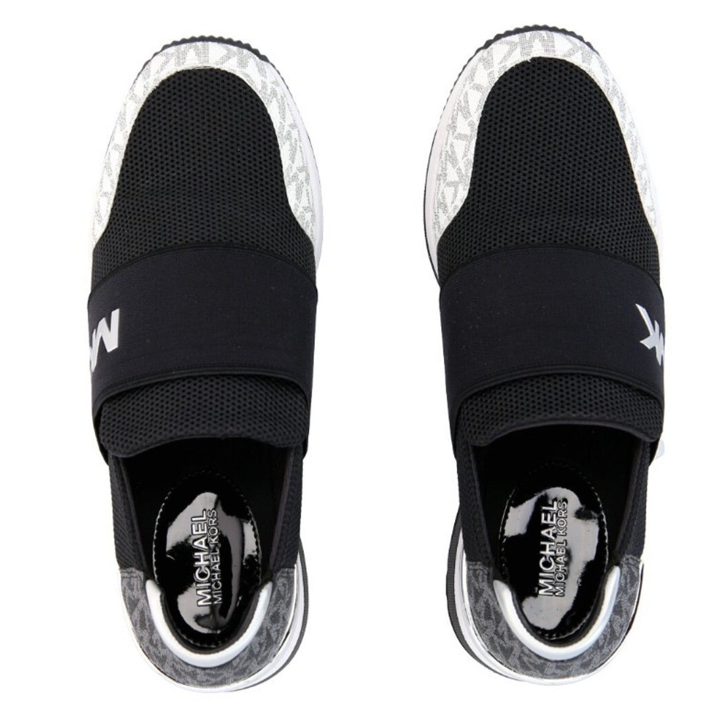 Michael KORS FELIX MESH Black White LOGO Trainer Sneakers Size 9 M