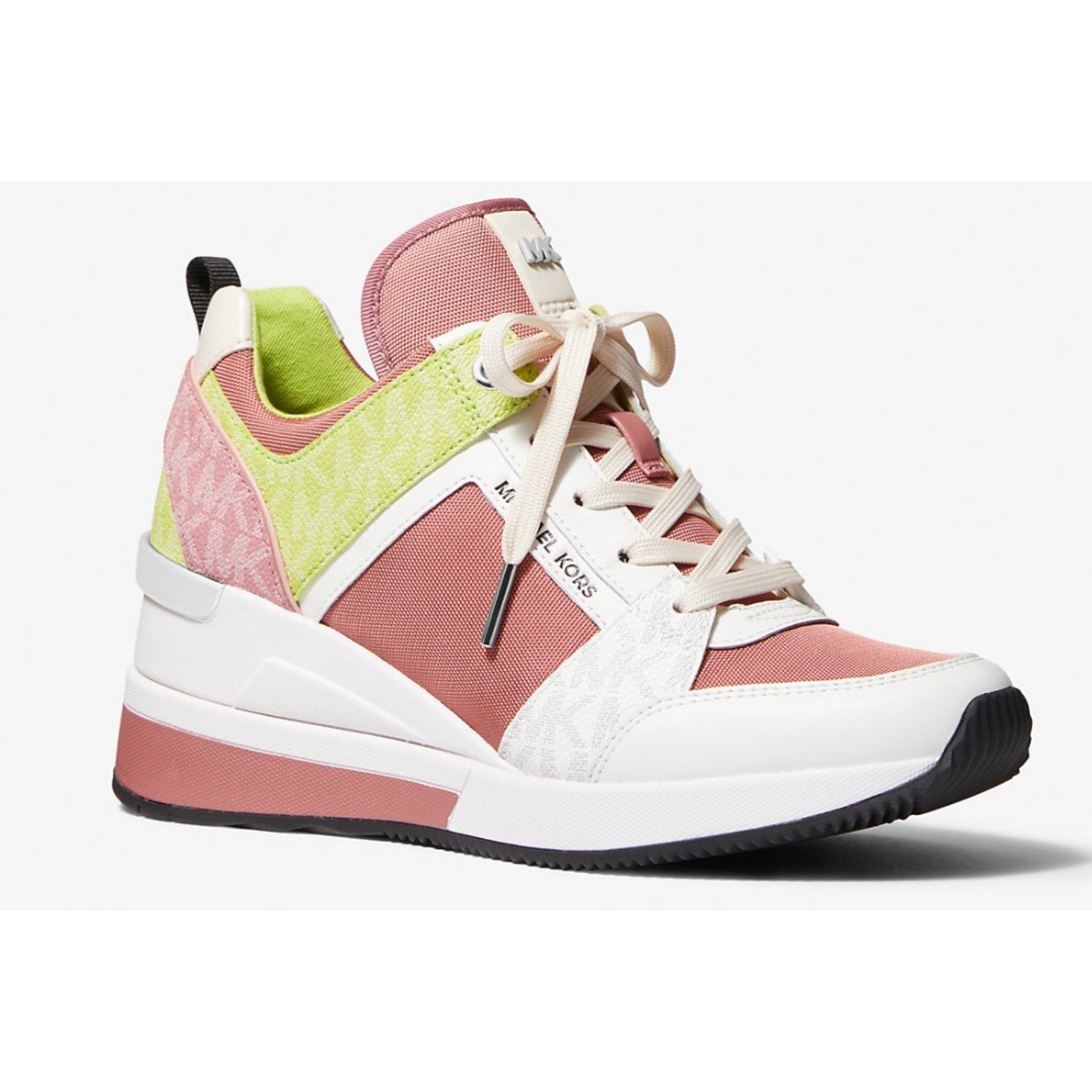 Michael Kors Georgie Trainer Rose Multi Wedges Sneakers Shoes Women's 7.5 M Michael Kors