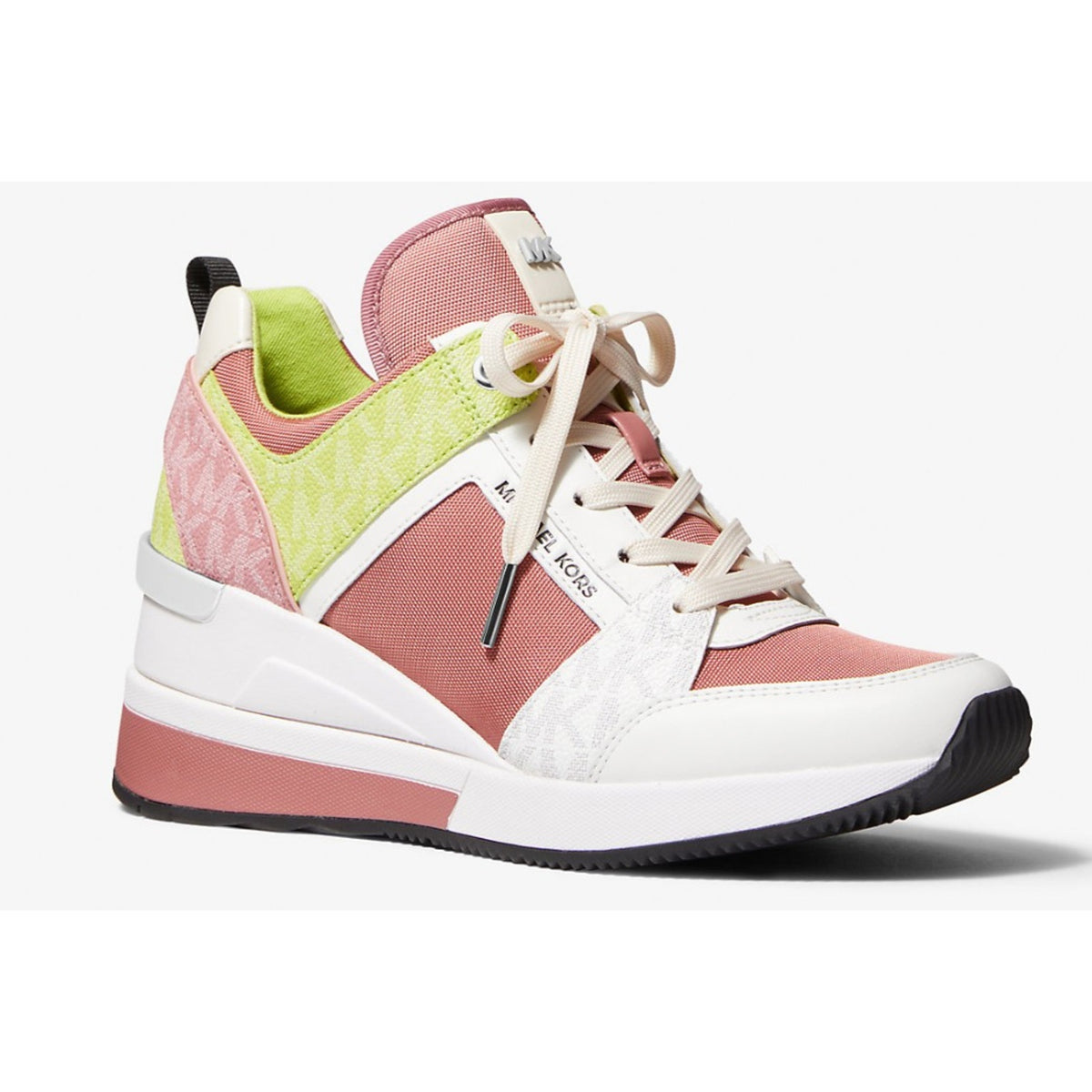 Michael Kors Georgie Trainer Rose Multi Wedges Sneakers Shoes Women's 7.5 M