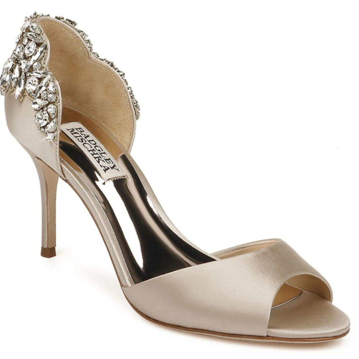 BADGLEY MISCHKA CELESTE WEDDING Women's Dress Shoes Nude Satin Size 8