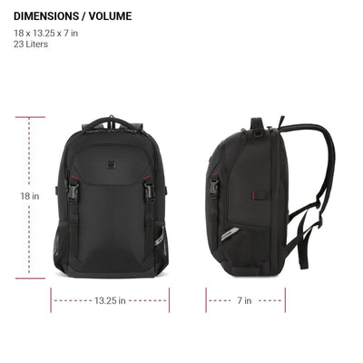SwissGear Civic Pro Laptop Backpack, Black 5213 , 18"x13.25"x7