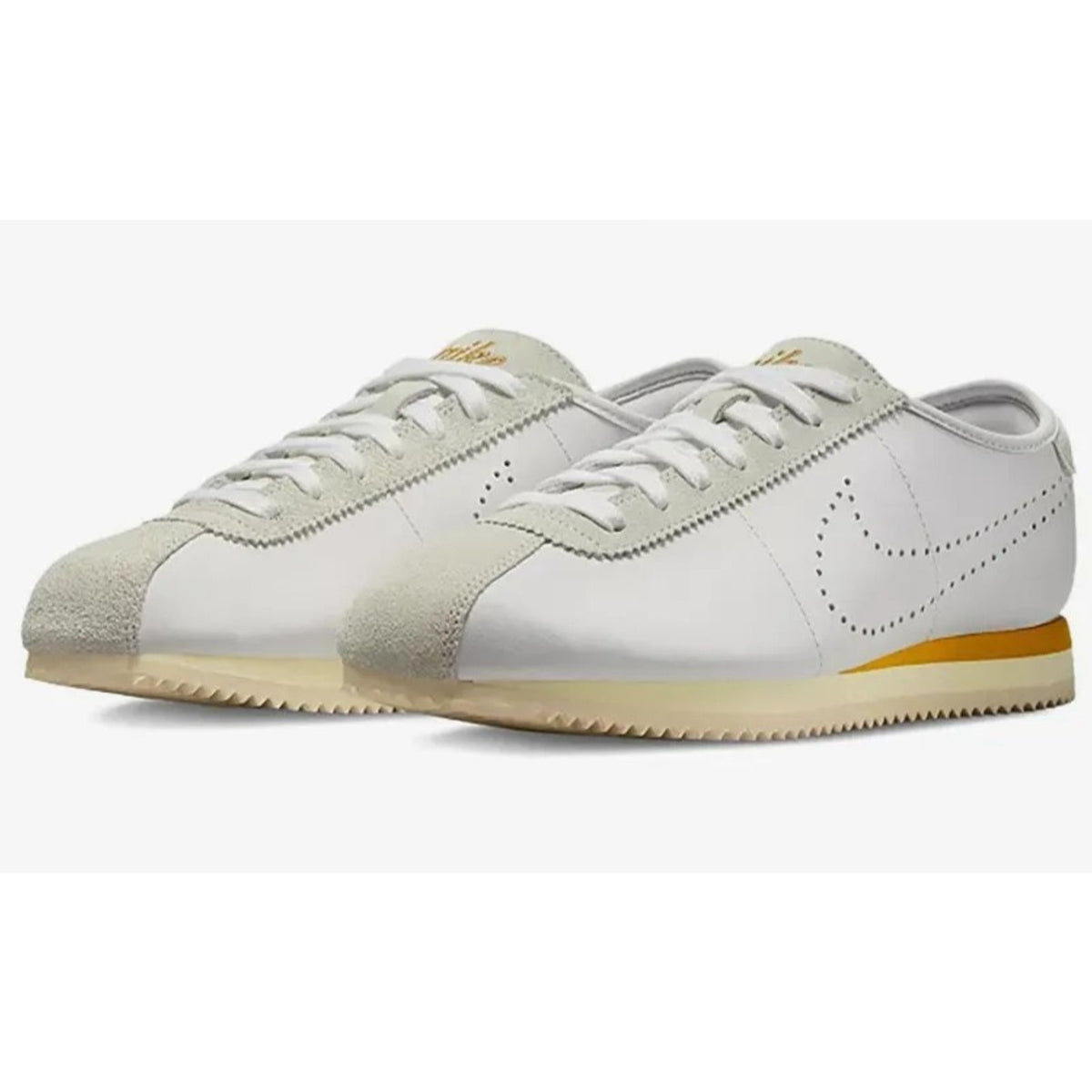 Women's Nike Cortez LT Leather 'White Bronze Perforated Swoosh' Sneaker Size 7.5
