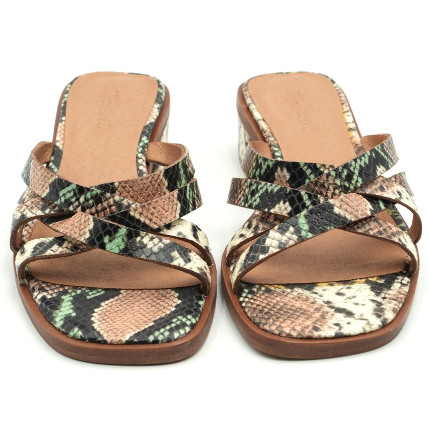 Madewell Melanie Sandals Flip Flops Shoe Womens Size 8.5 Beige Black Snake Print