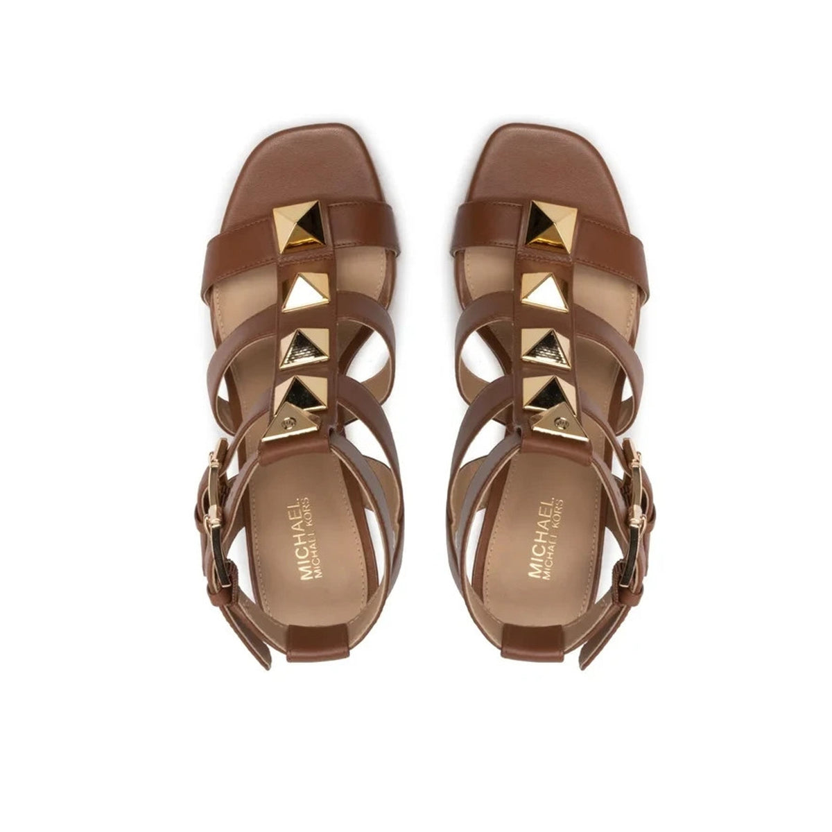 Michael Kors Wren Studded Leather Pyramid Block-heel Gladiator Sandals Sz 5.5