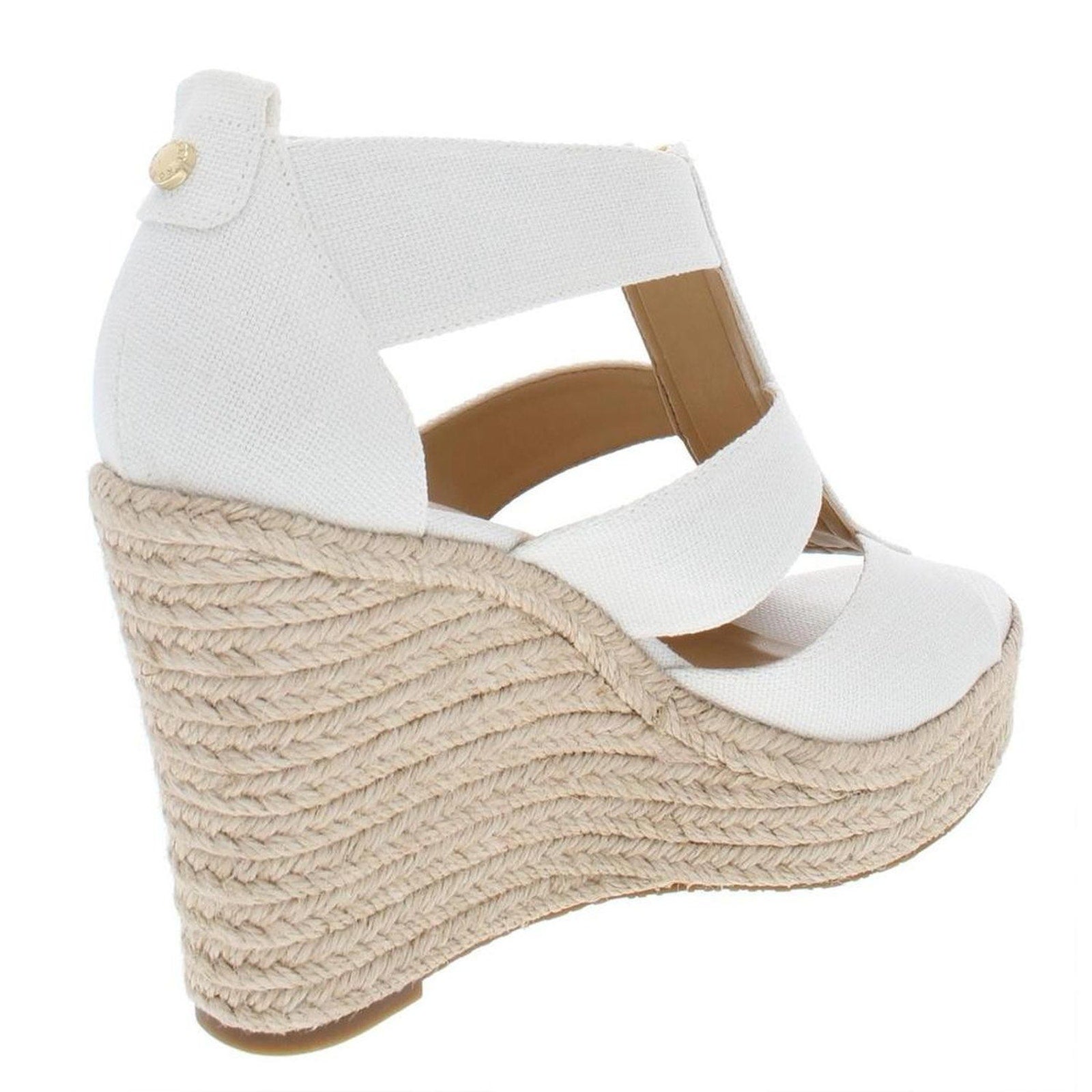 MICHAEL KORS Bradley Linen Blend Small Canvas Wedge Sandal Women White Size 10 M Michael Kors