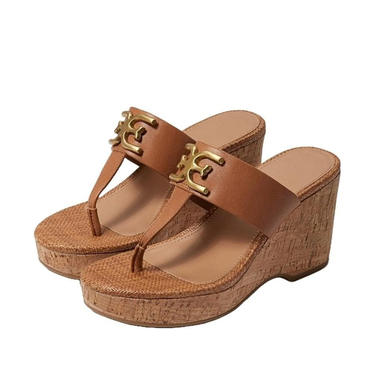 Sam Edelman Yardlie Cuoio Wedge Heel Strap Slip On Sandal Brown Leather 9.5