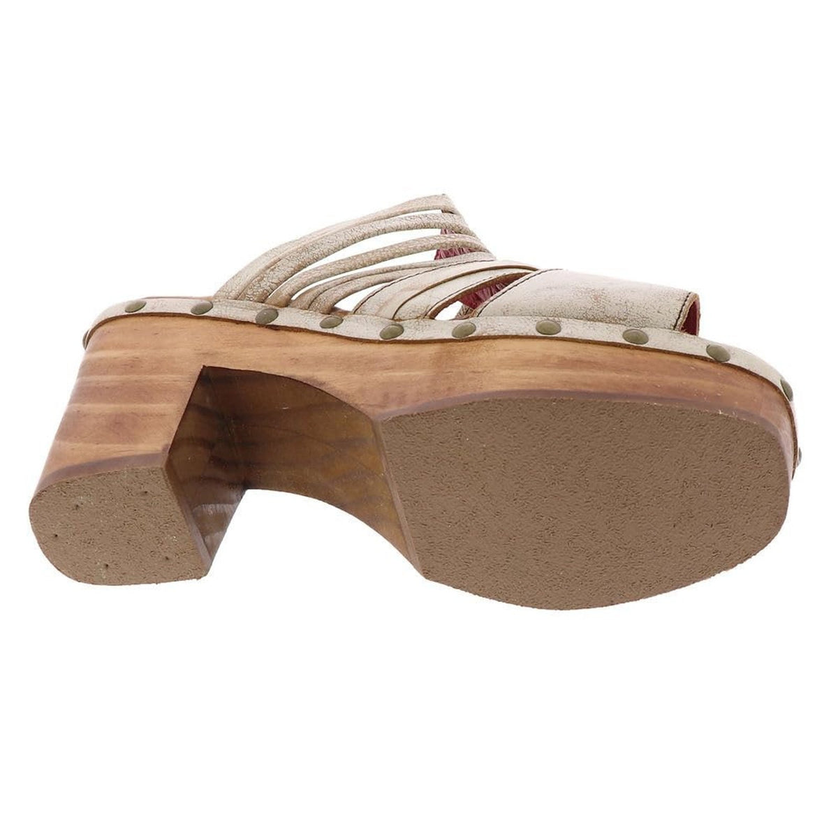 Bed Stu Shantel Womens Sandals White-Distressed Leather Woodgrain Heel 9.5 M