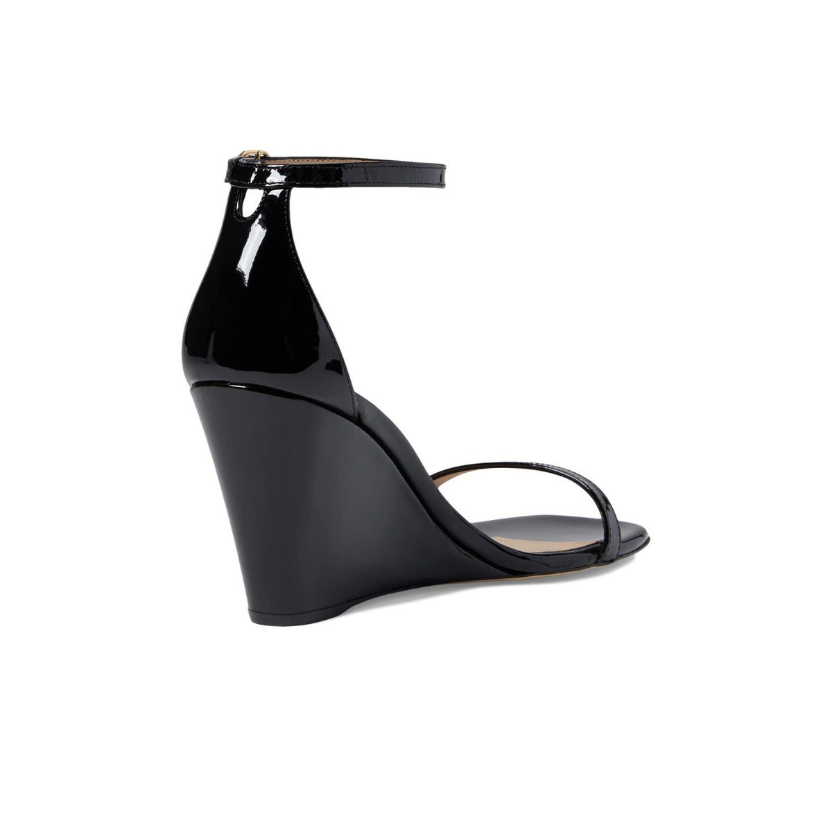 STUART WEITZMAN NUDISTCURVE 85 Wedge Black Leather Sandal 9 B