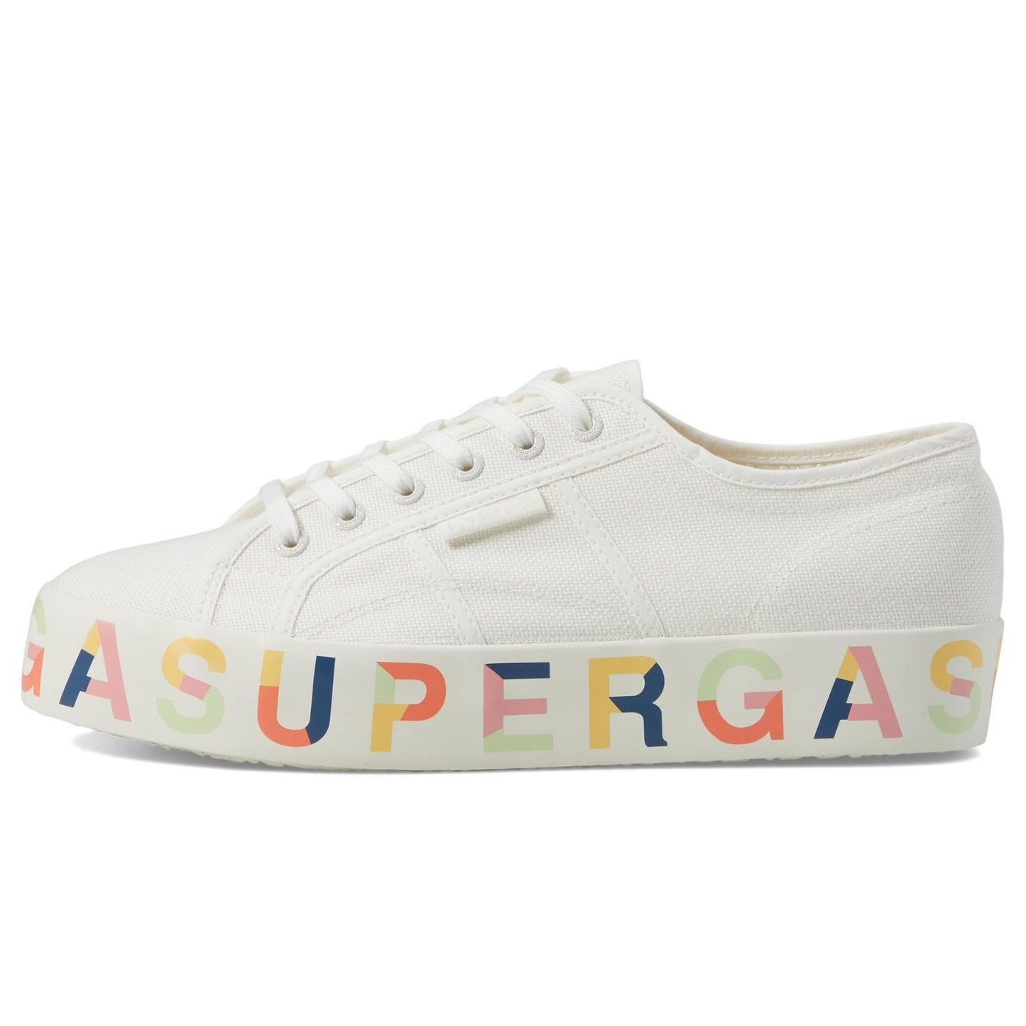Superga 2740 Classic Canvas Sneaker Lettering Sole White Men 8 - Women 9.5