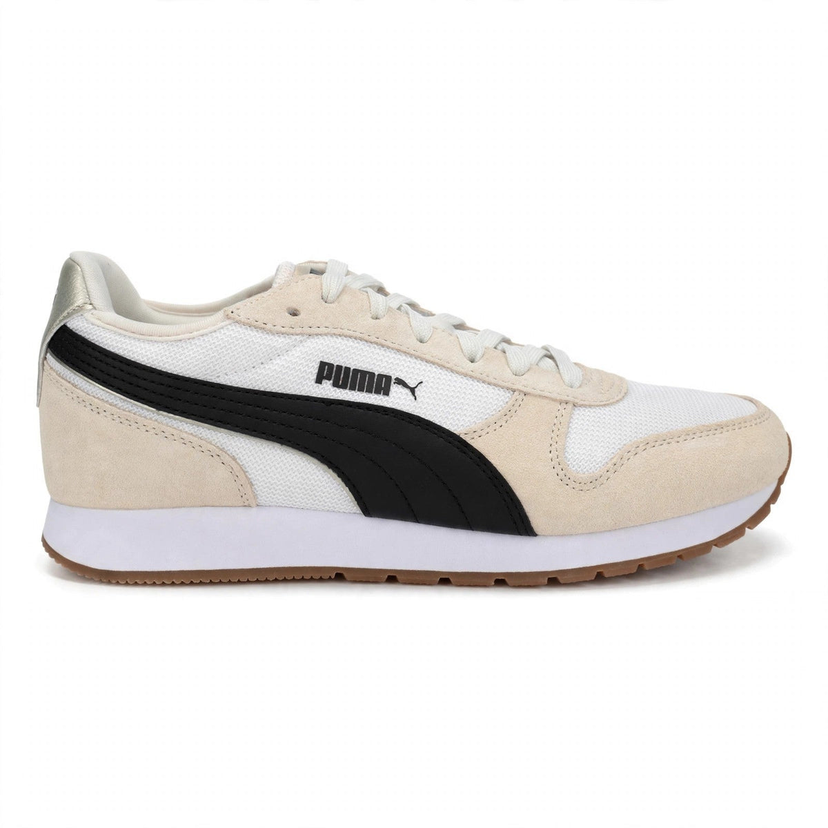 Puma Womens Jogger Sneakers White Black Mesh Suede Size 8.5 Retro
