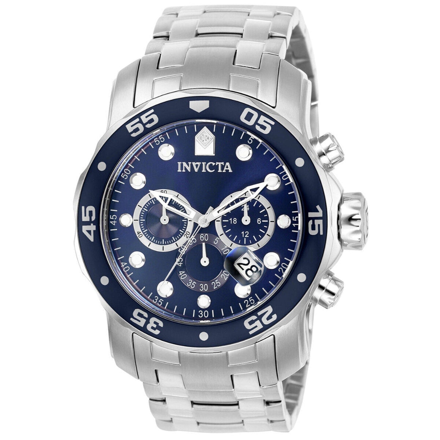 Invicta Men'S Pro Diver Collection Chronograph Watch BLUE DIAL Silver Tone 200M Invicta