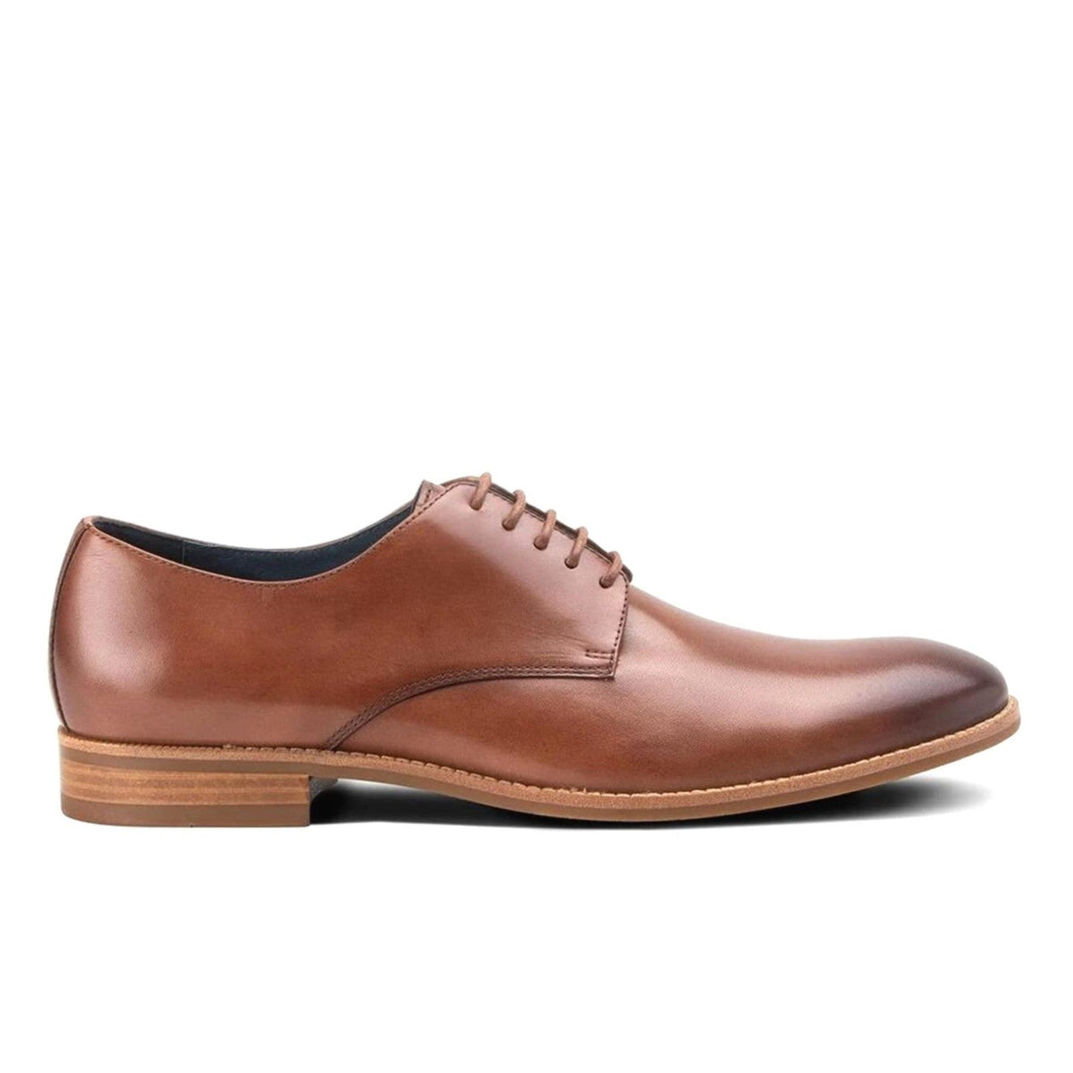 Blake McKay Damon Oxford Brown Leather Almond Plain Toe Lace Up Shoes Size 12