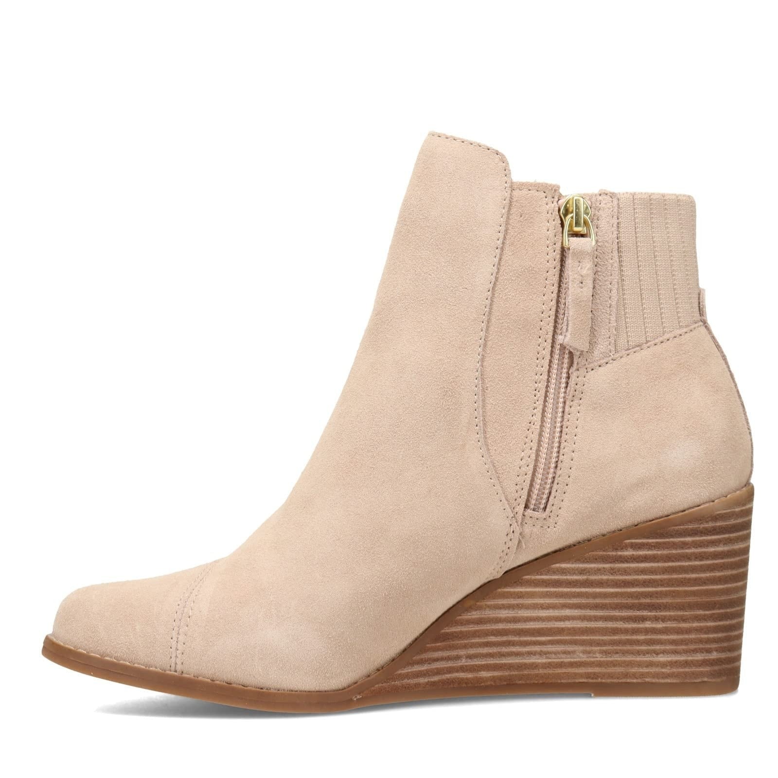 TOMS Women's Sadie Ankle Wedge Suede Booties Sand Suede Size 11 NEW TOMS