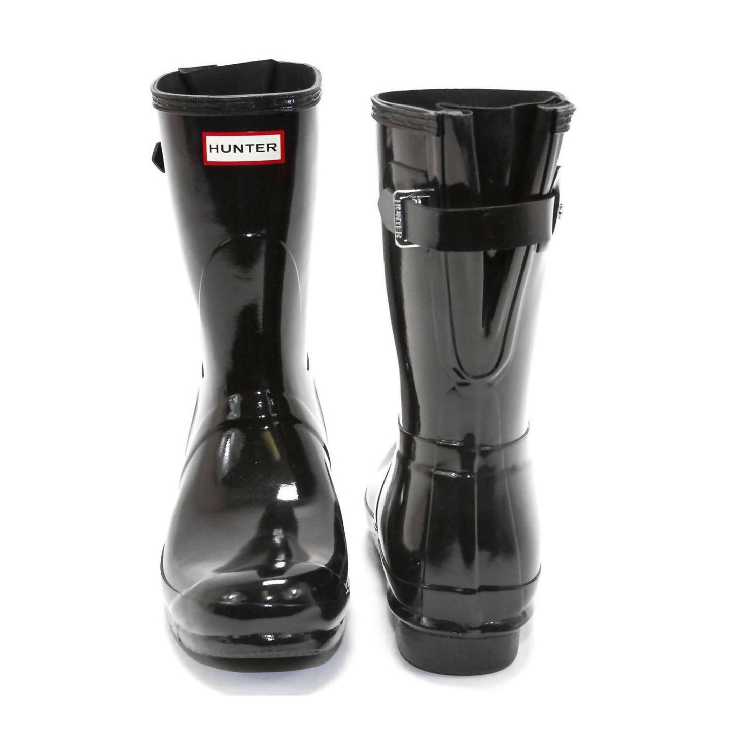 Hunter Women's Original Short Back Adjustable Gloss Black Rain Boots Size 8 M