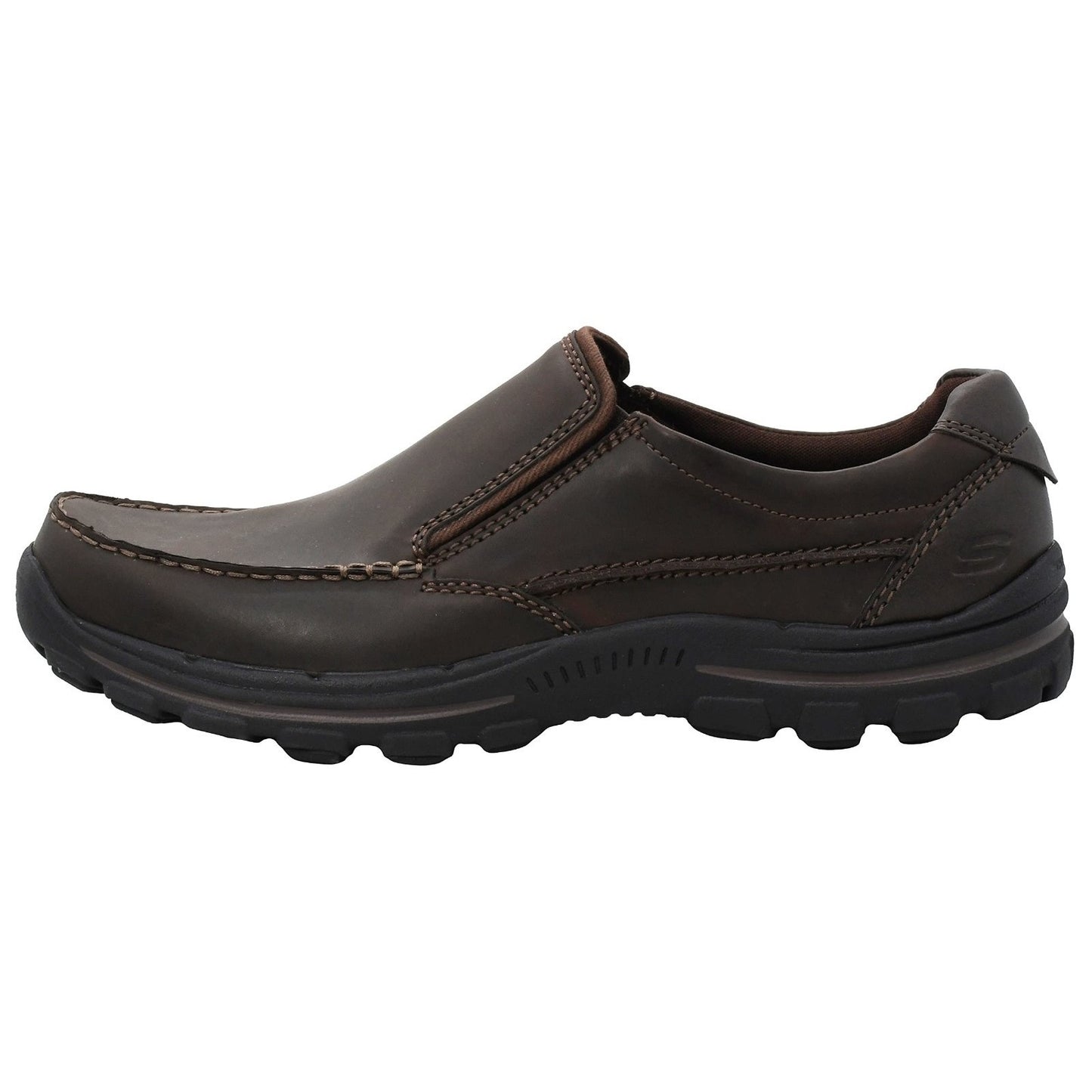 SKECHERS Relaxed Fit Men’s Dark Brown Leather Slip-On Loafers Memory Foam US 9.5