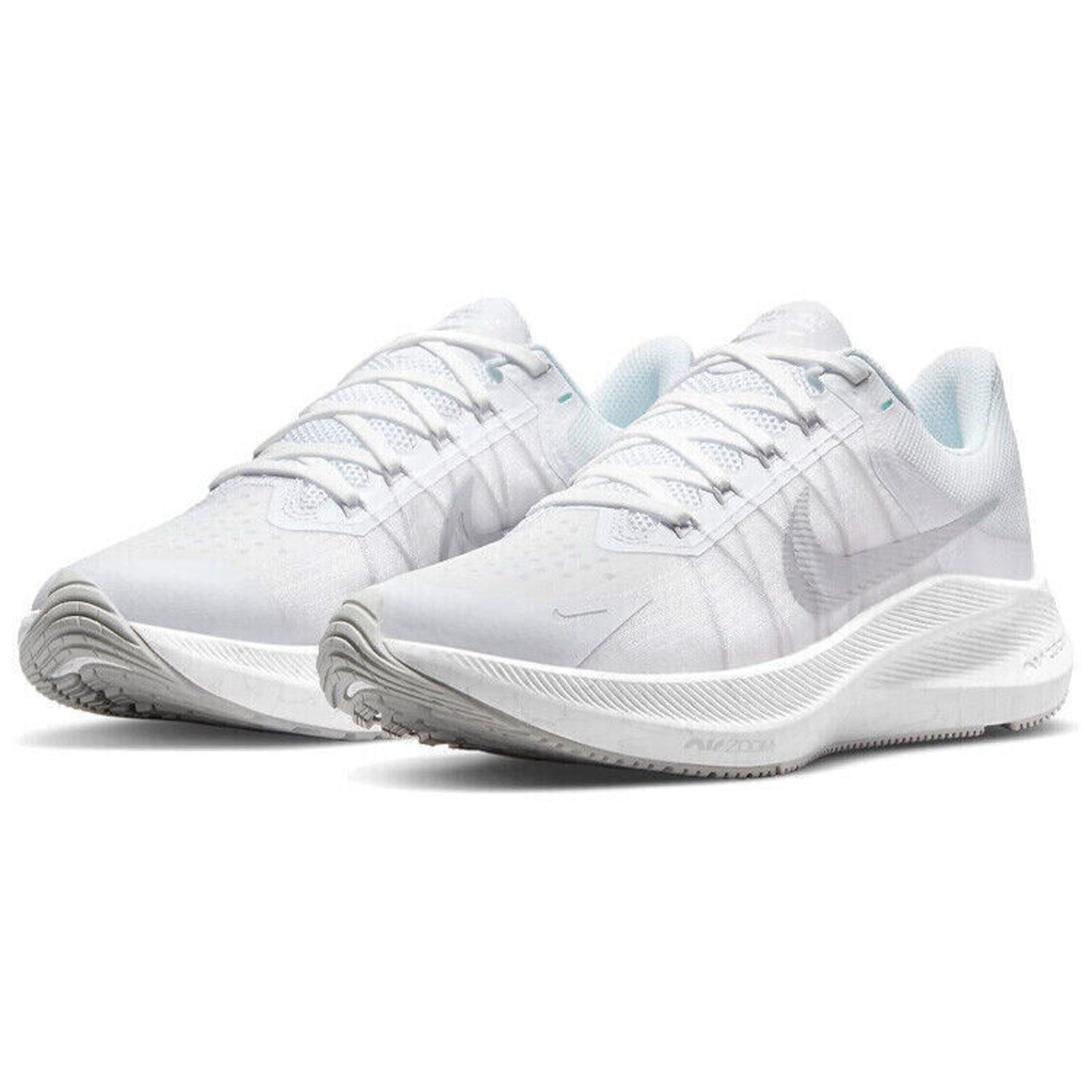 Nike Womens Zoom Winflo 8 Beige Running Shoes White/Metallic Silver US Size 7.5