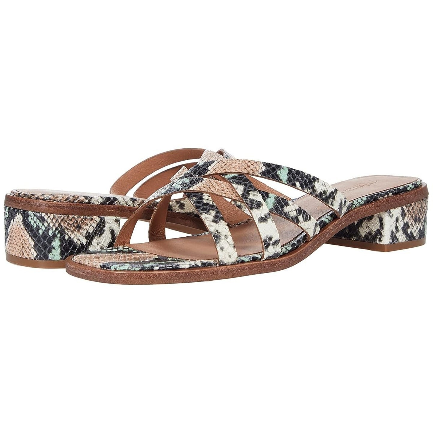 Madewell Melanie Sandals Flip Flops Shoe Womens Size 8.5 Beige Black Snake Print