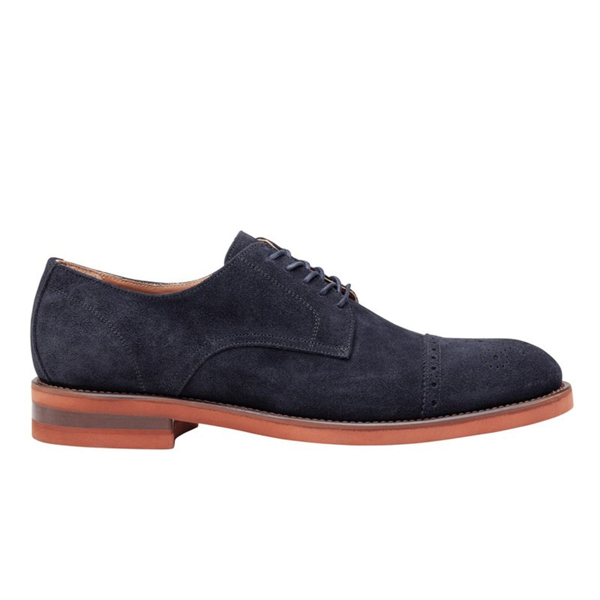 Johnston & Murphy Ashford Cap Toe Oxford Men's Shoes Navy Italian Suede 11.5 M