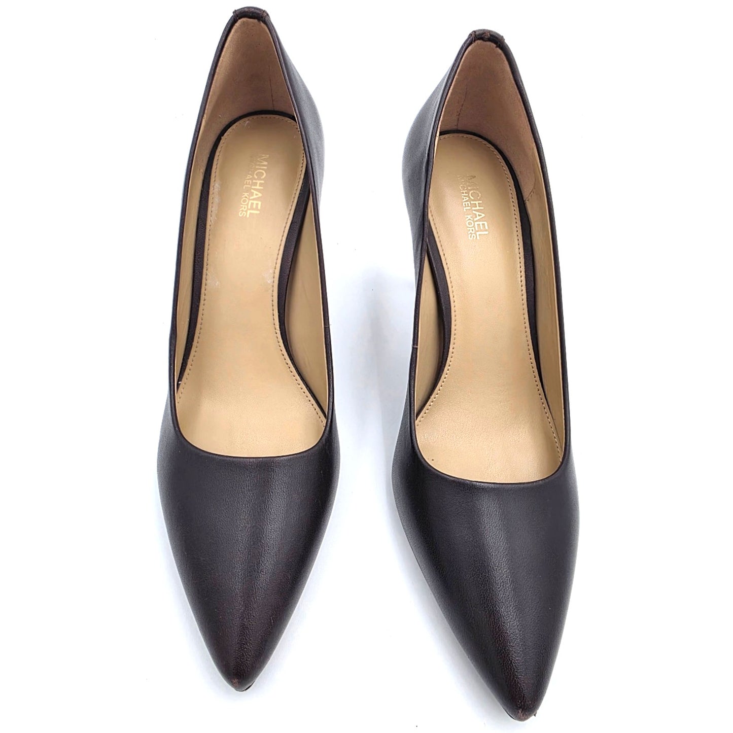 Michael Kors Womens Dorothy Leather Pointed Toe Classic PUMPS Brown Size 7.5 M