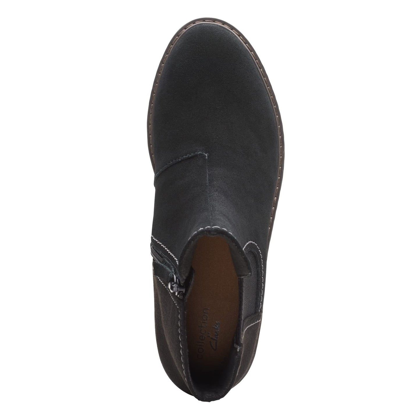 Clarks Airabell Style Ankle Boots Womens 8.5 M Wedge Zip Suede Black NEW
