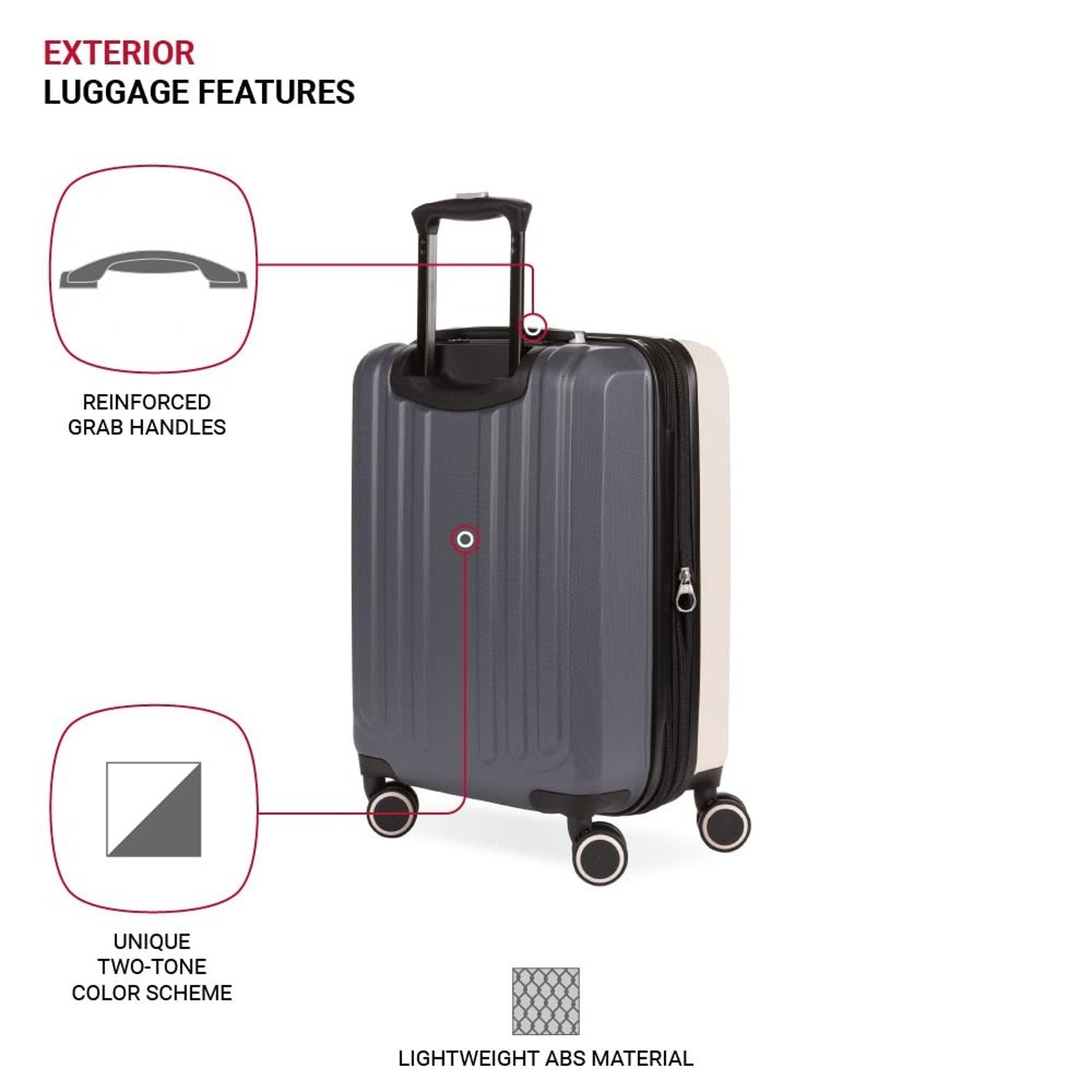 SwissGear 8028 Duet Carry On 19 Expandable Luggage Spinner Wheel Pink/Dark Grey SWISSGEAR
