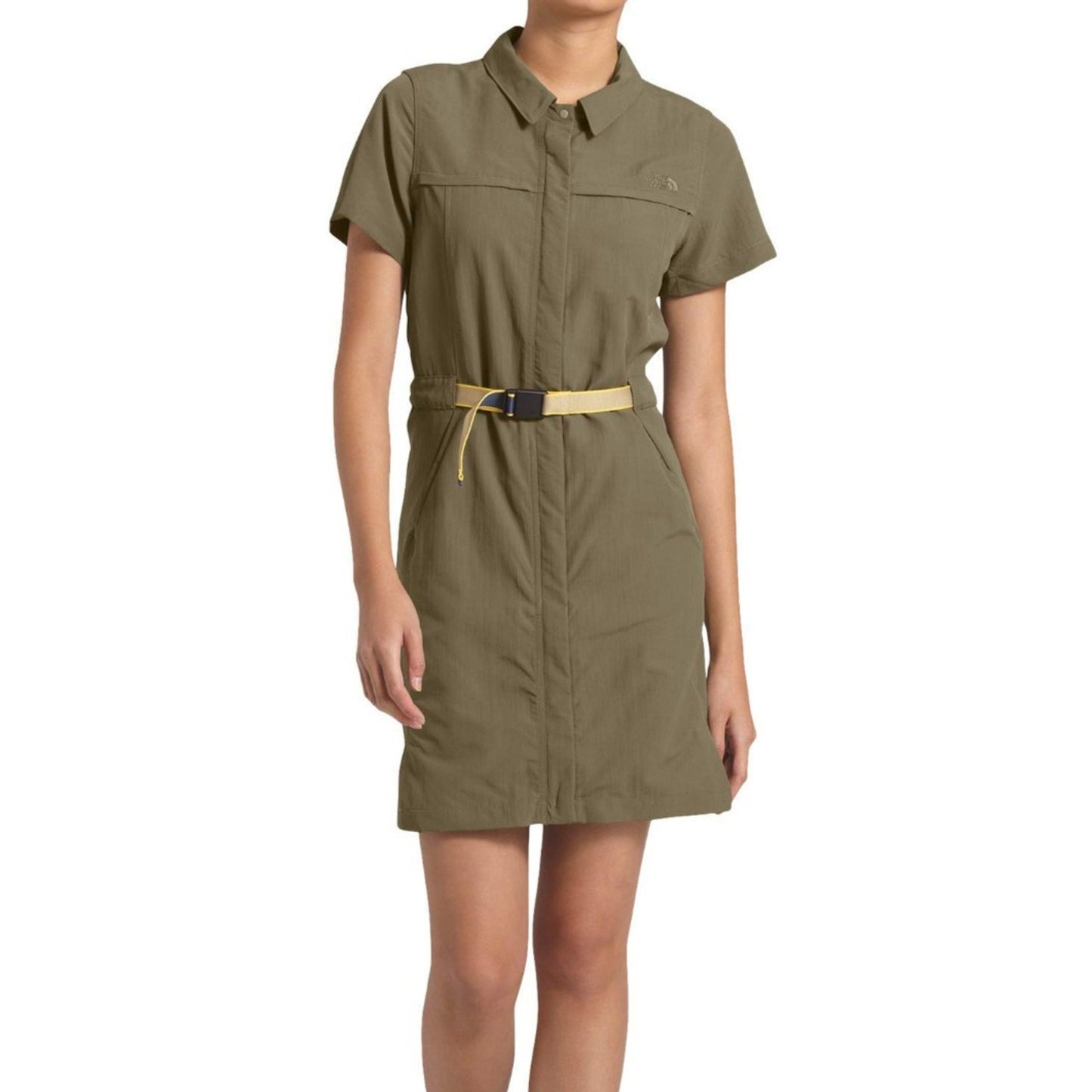 The North Face Class V Dress – Burnt Olive Green, Collared, Short Sleeve Medium