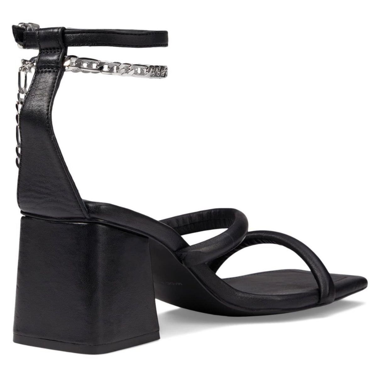 New Free People Parker Chain Heel Sandals, Black Leather Size 8.5