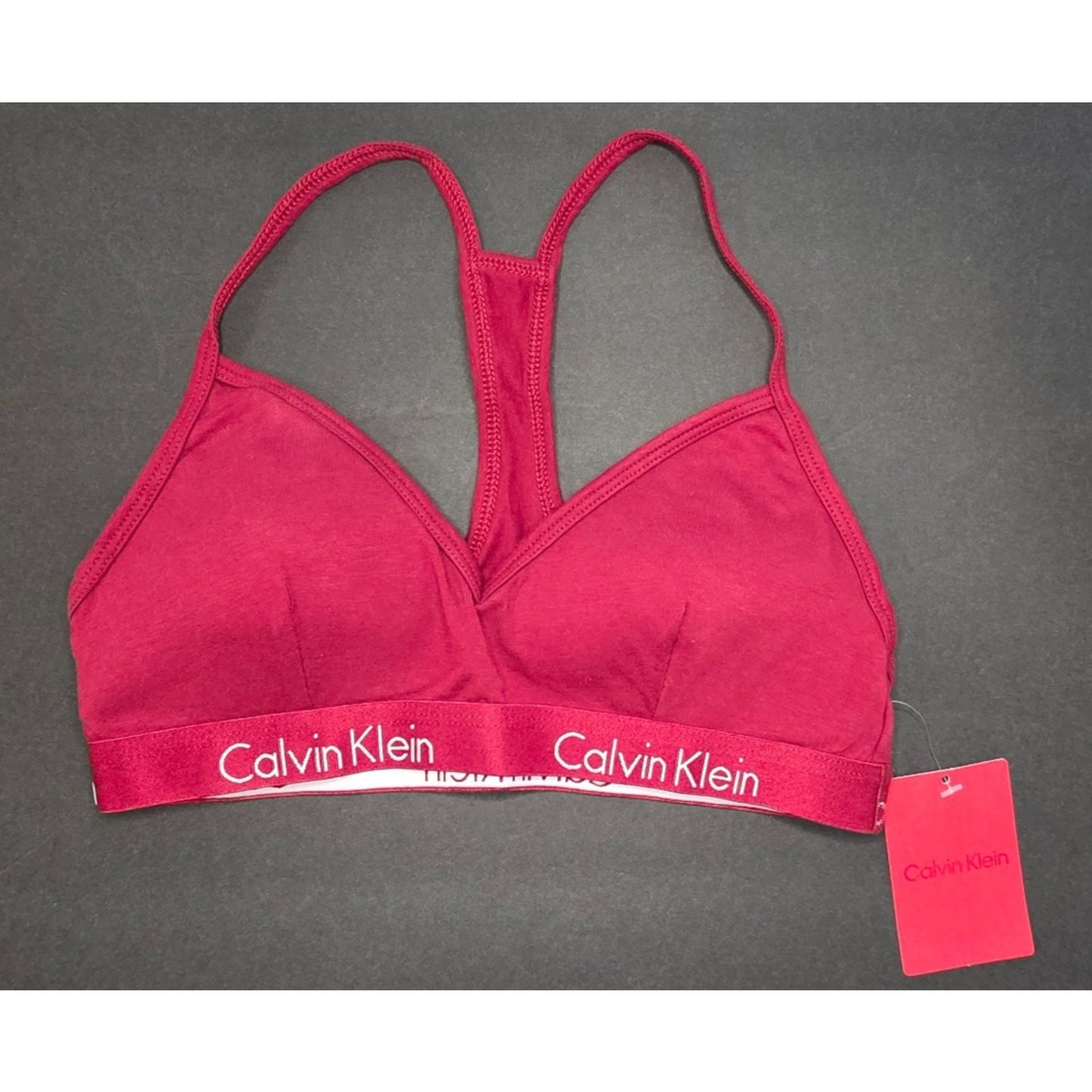 Calvin Klein Women Motive Triangle Padded Racerback Bralette Red Medium QP16680