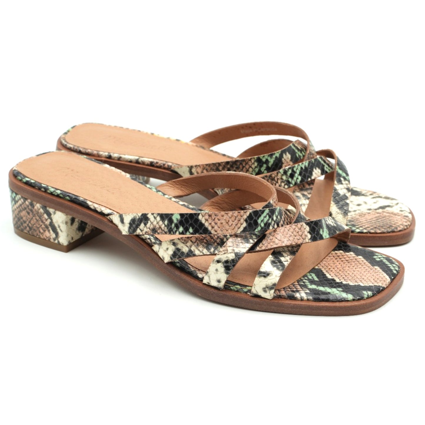 Madewell Melanie Sandals Flip Flops Shoe Womens Size 8.5 Beige Black Snake Print