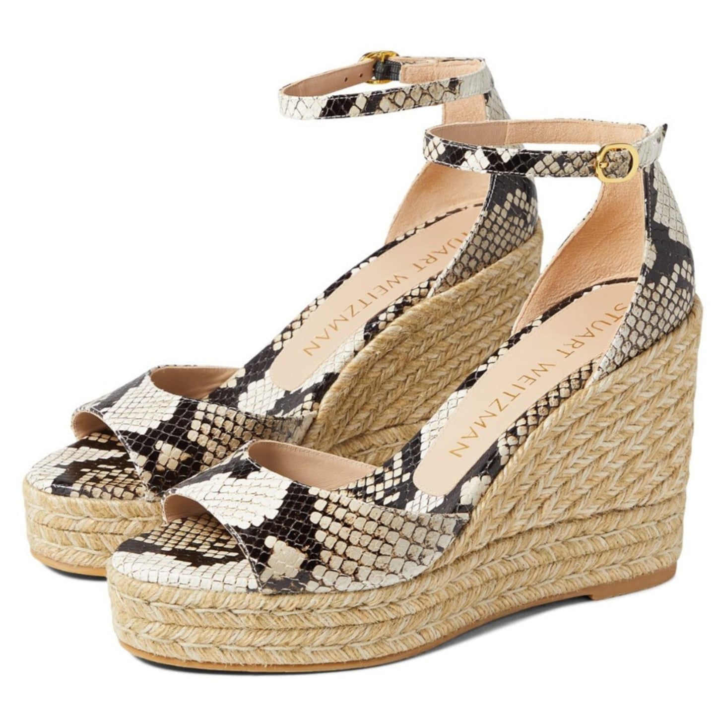 Stuart Weitzman Nudistcurve Espadrille Wedge Cream/Oat 9 B