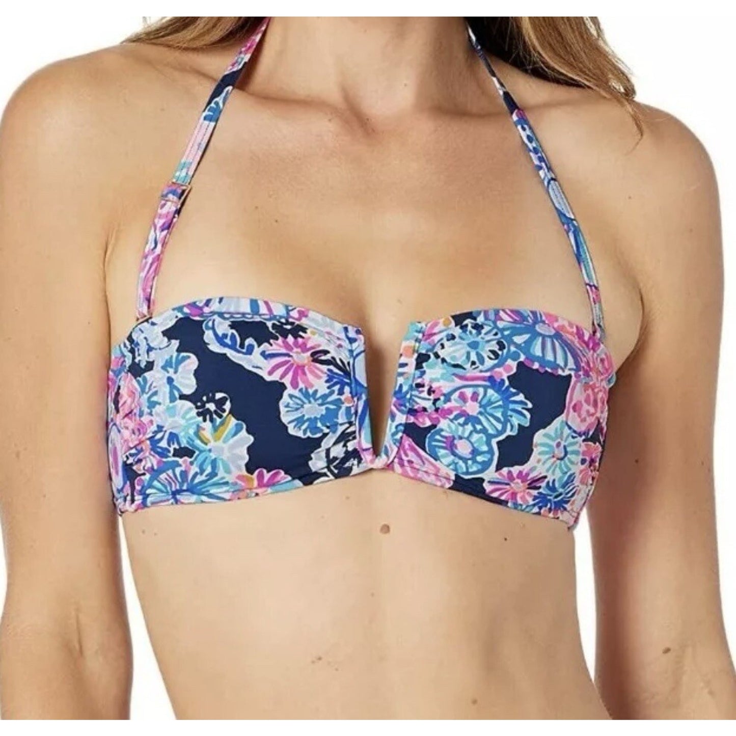 Lilly Pulitzer Niall Bikini Top High Tide Navy In Turtle Amazement Size 2