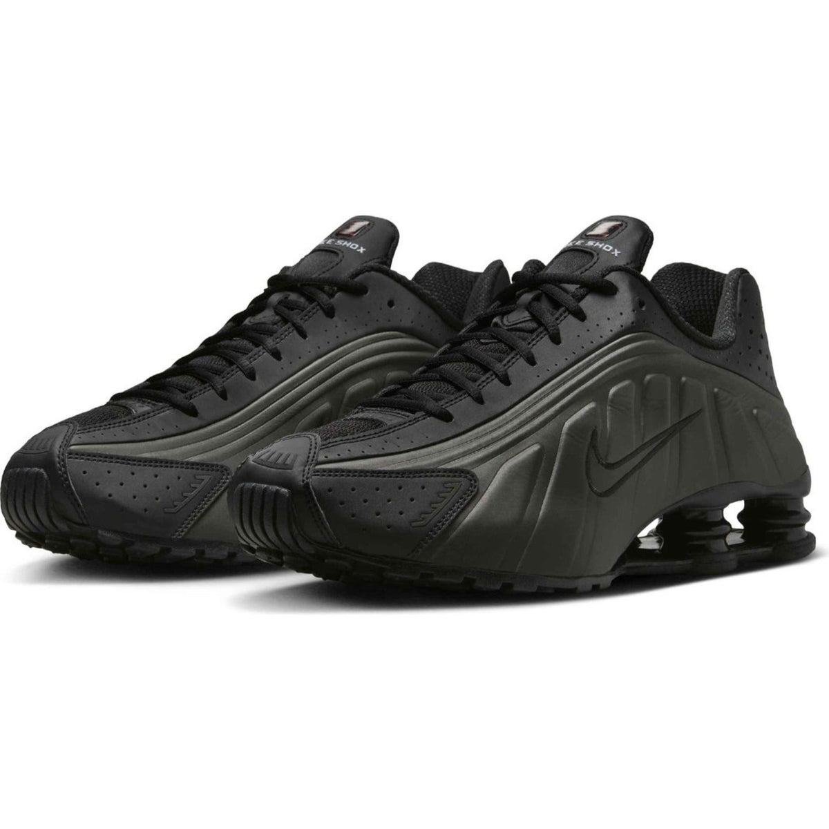 NIKE SHOX R4 Triple Black Bright Crimson Black Men's Running Shoes 10.5 M