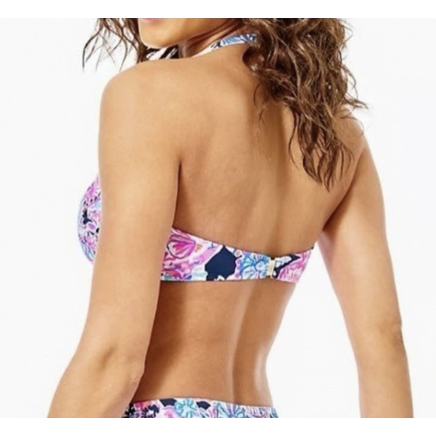 Lilly Pulitzer Niall Bikini Top High Tide Navy In Turtle Amazement Size 2