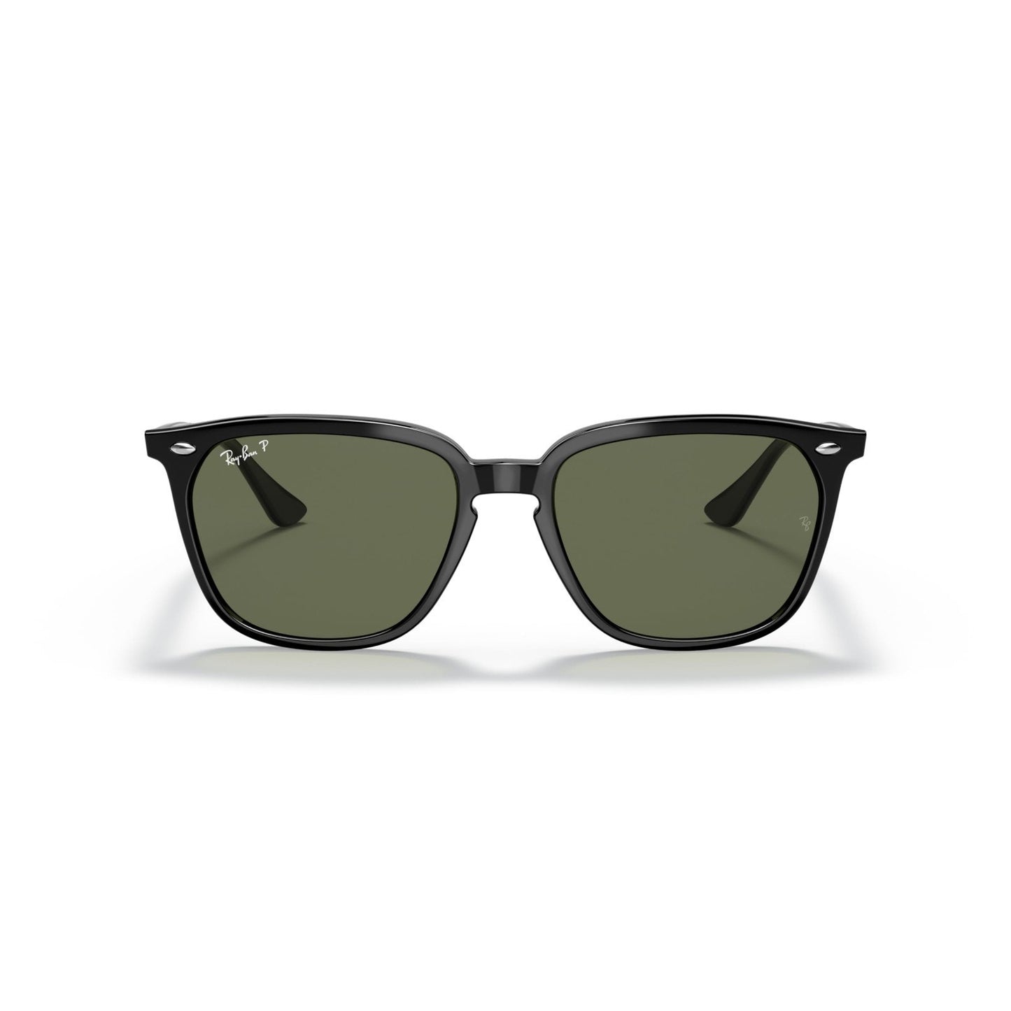Ray-Ban Unisex RB4362 Square Sunglasses, Black/Dark Green Polarized, 55 mm