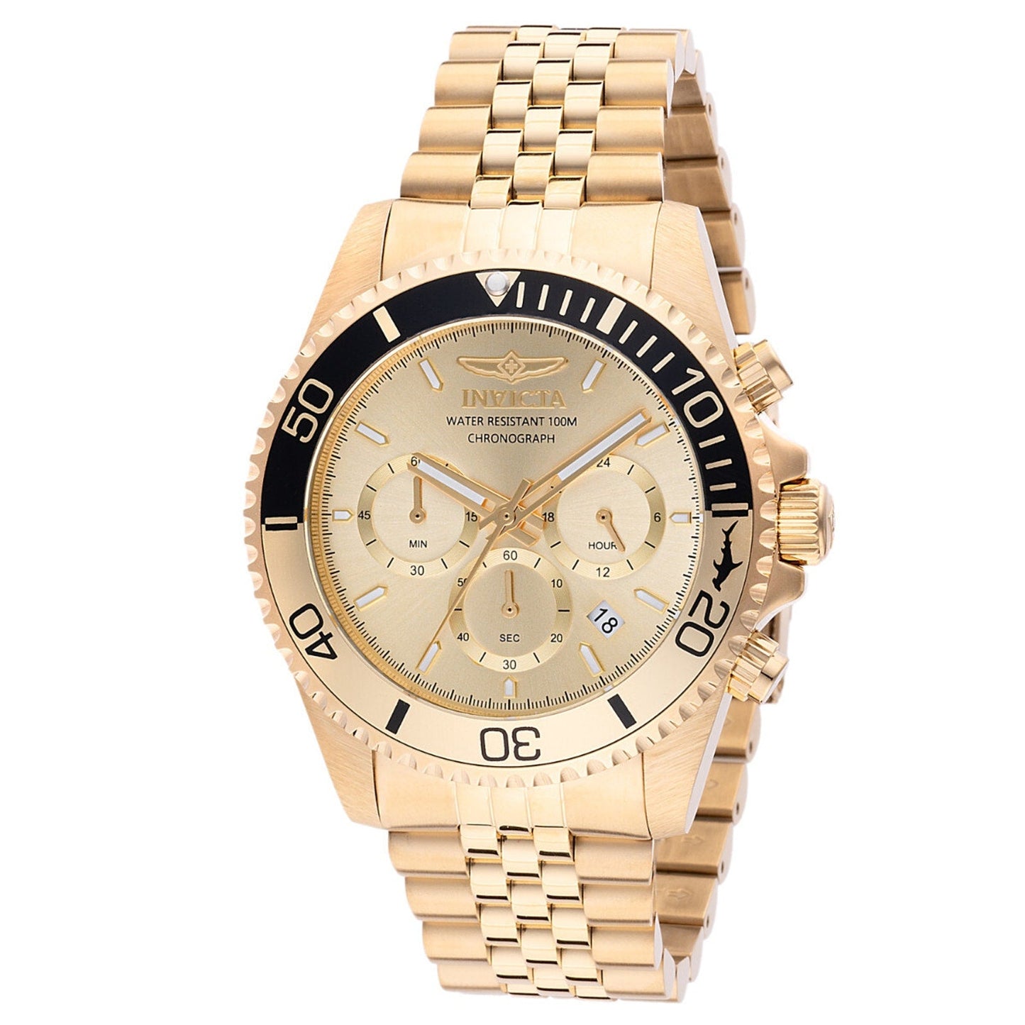 Invicta Pro Diver Titan Men's Watch 43mm Chronograph Quartz Gold Dial Invicta