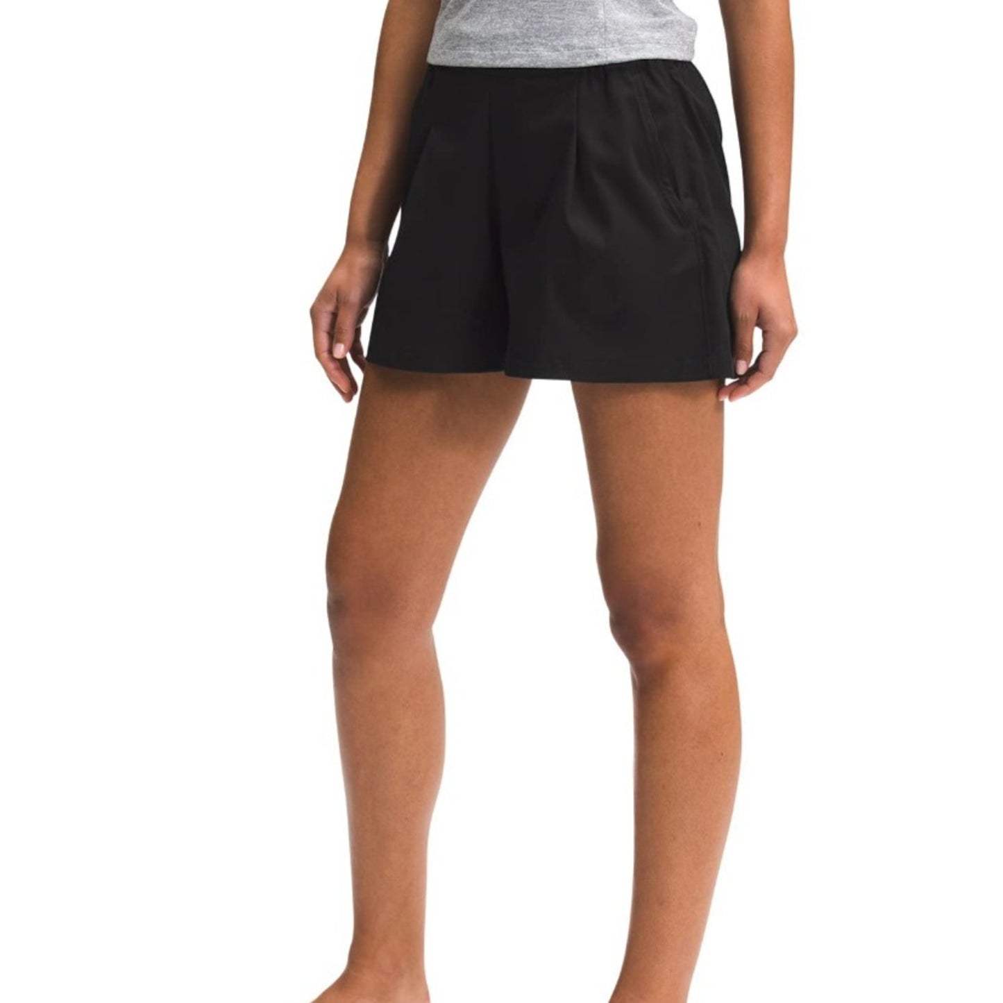 THE NORTH FACE Women Size 4 Reg Black Standard Side Zip 4" Shorts Relaxed Fit