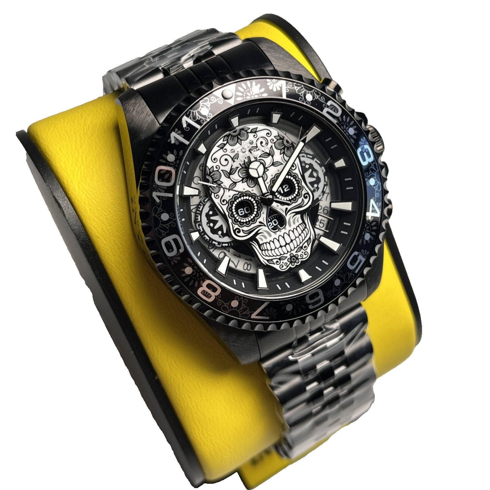 Invicta Pro Diver Dia De Los Muertos Men's Skull Watch Grey, Silver,Black 43mm, Invicta
