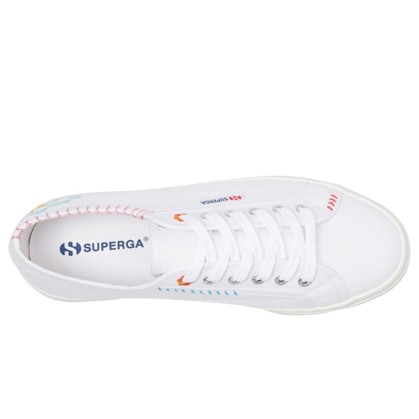 Superga 2740 Happy logo White Canvas Lace Up Sneakers Sz Men 8.5, Women 10 M