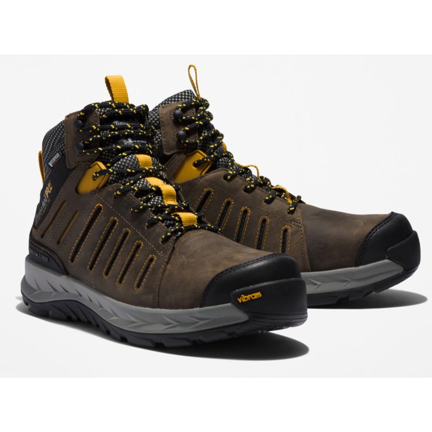 Men's Timberland PRO Trailwind Waterproof Composite Toe Boot Brown/Yellow SZ 9