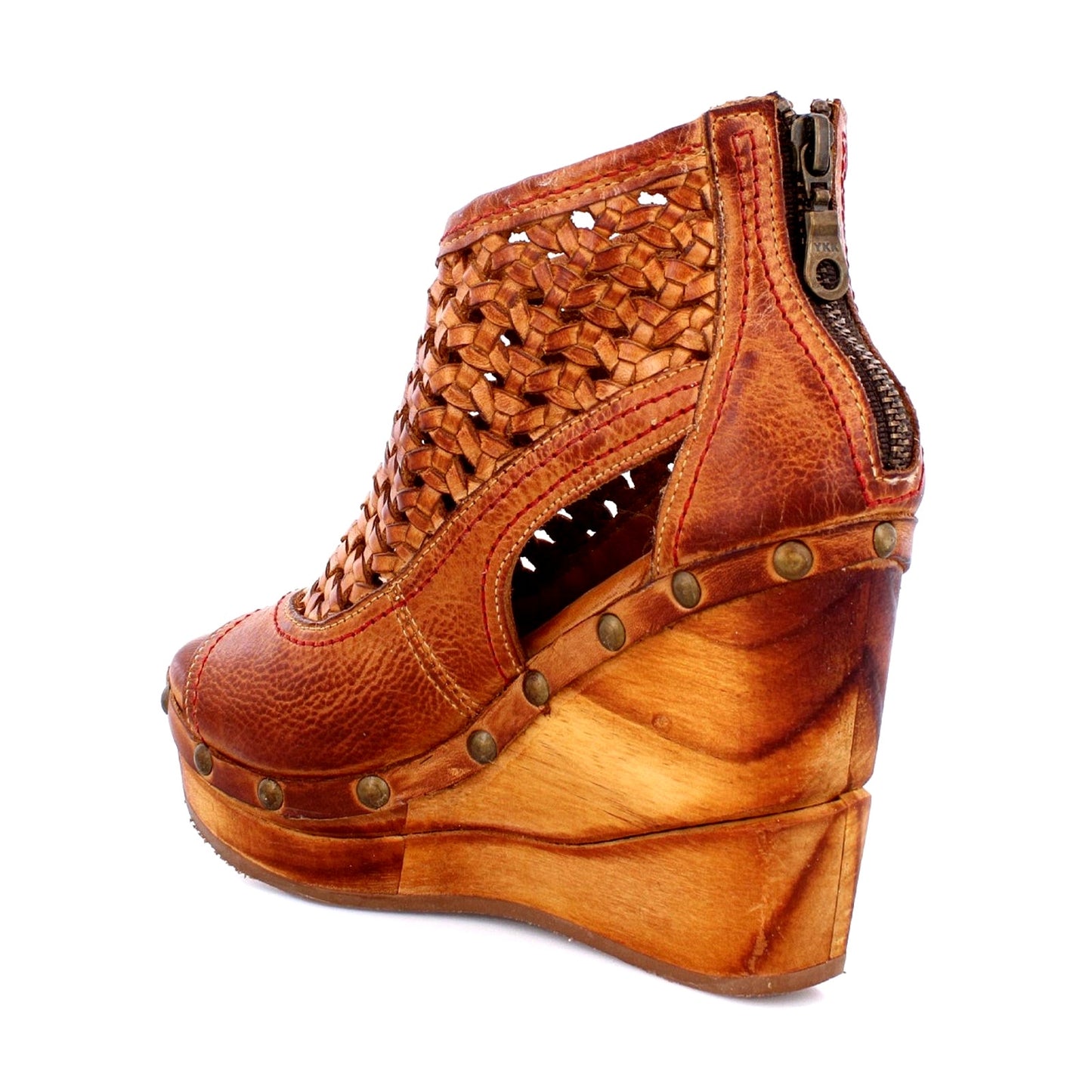 Bed Stu Odetta Women Brown Leather Braided Platform Block Heel Sandals Size 10 M