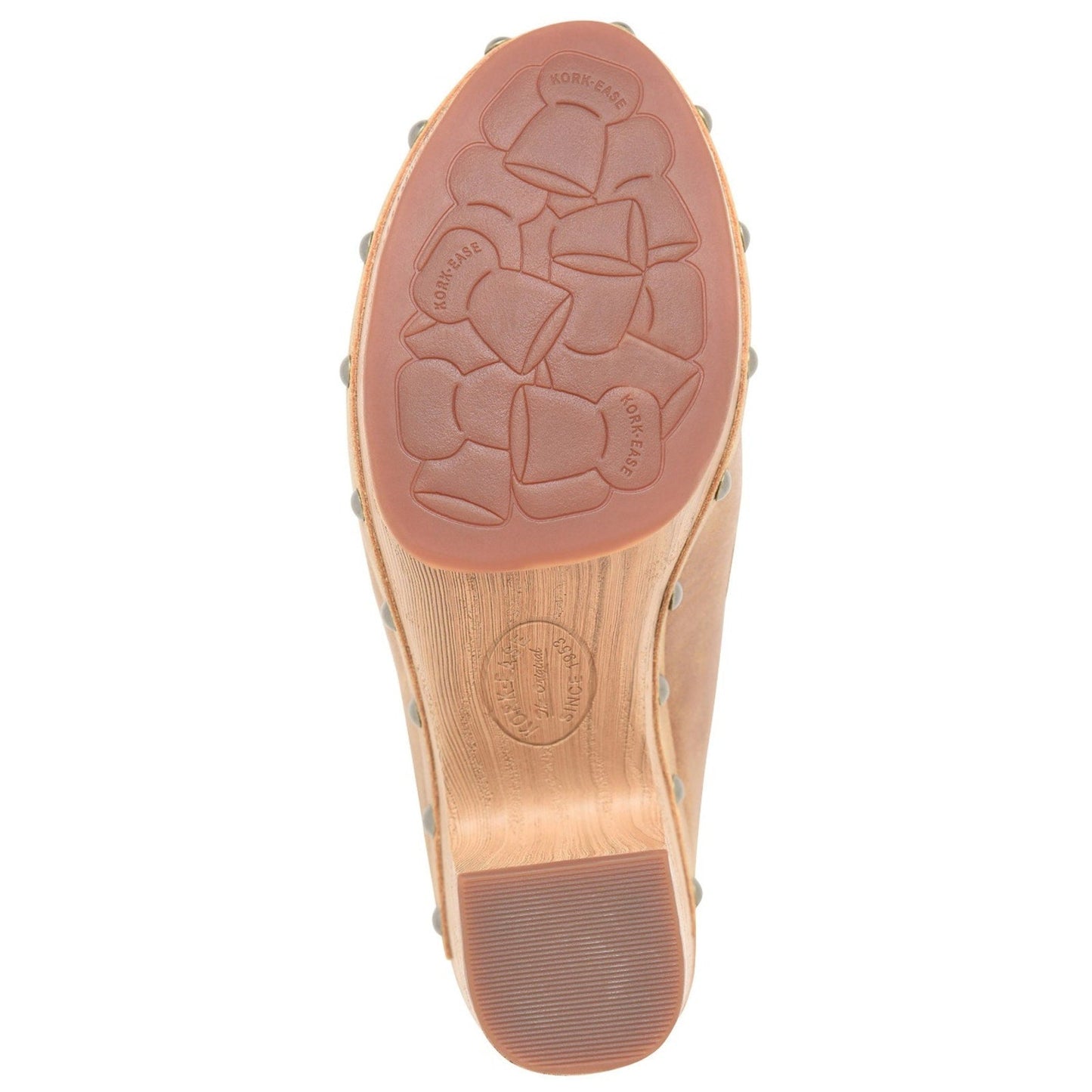 KORK-EASE Women's Spencer Clog - Riveted Trim, Faux Wood Heel Tan, 10M US Kork-Ease