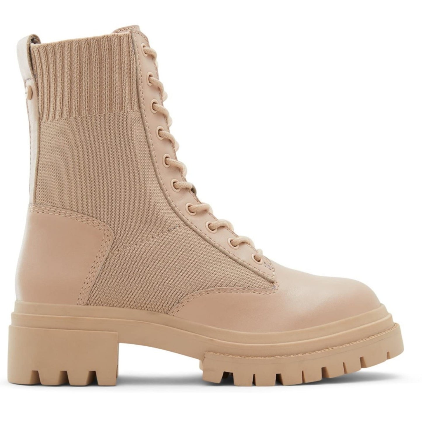 Aldo Reflow Combat Boots Womens Solid Bone Lace Up Leather & Fabric 8.5 M