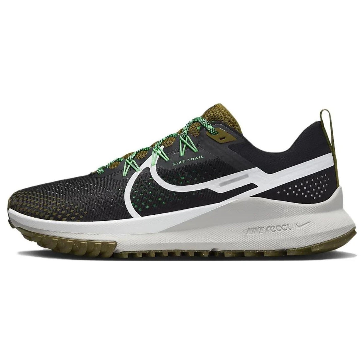 Nike React Pegasus Trail 4 Men Shoes Black/White-Olive Size 10 Men/11.5 Womens