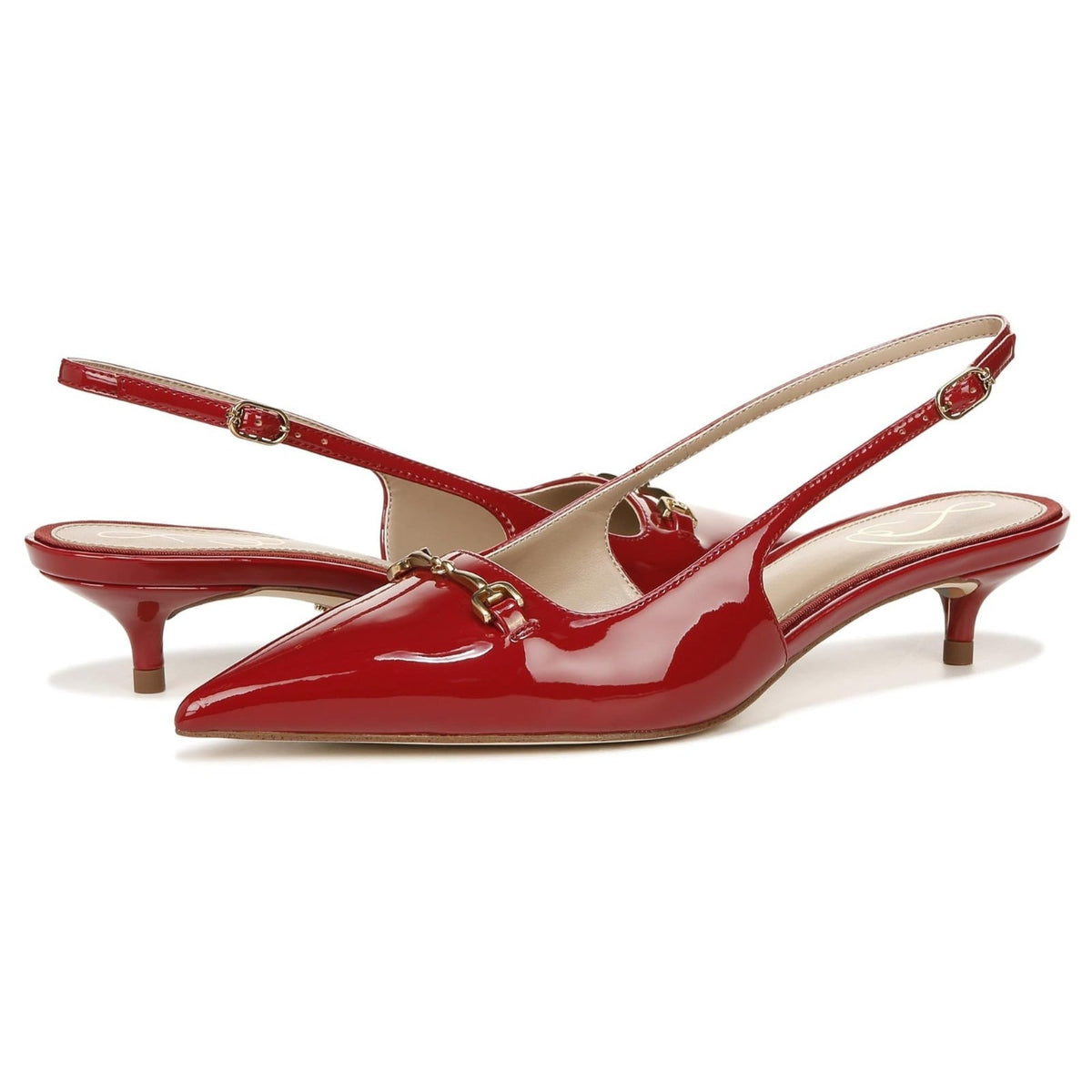 Sam Edelman Fitzgerald Women's Pointed Toe Kitten Heeled Red Mahogany 8 M