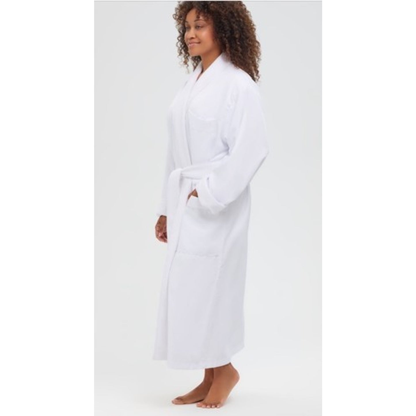 Monarch Cypress Microfiber Shawl Robe Lined In Terry Size Medium in White