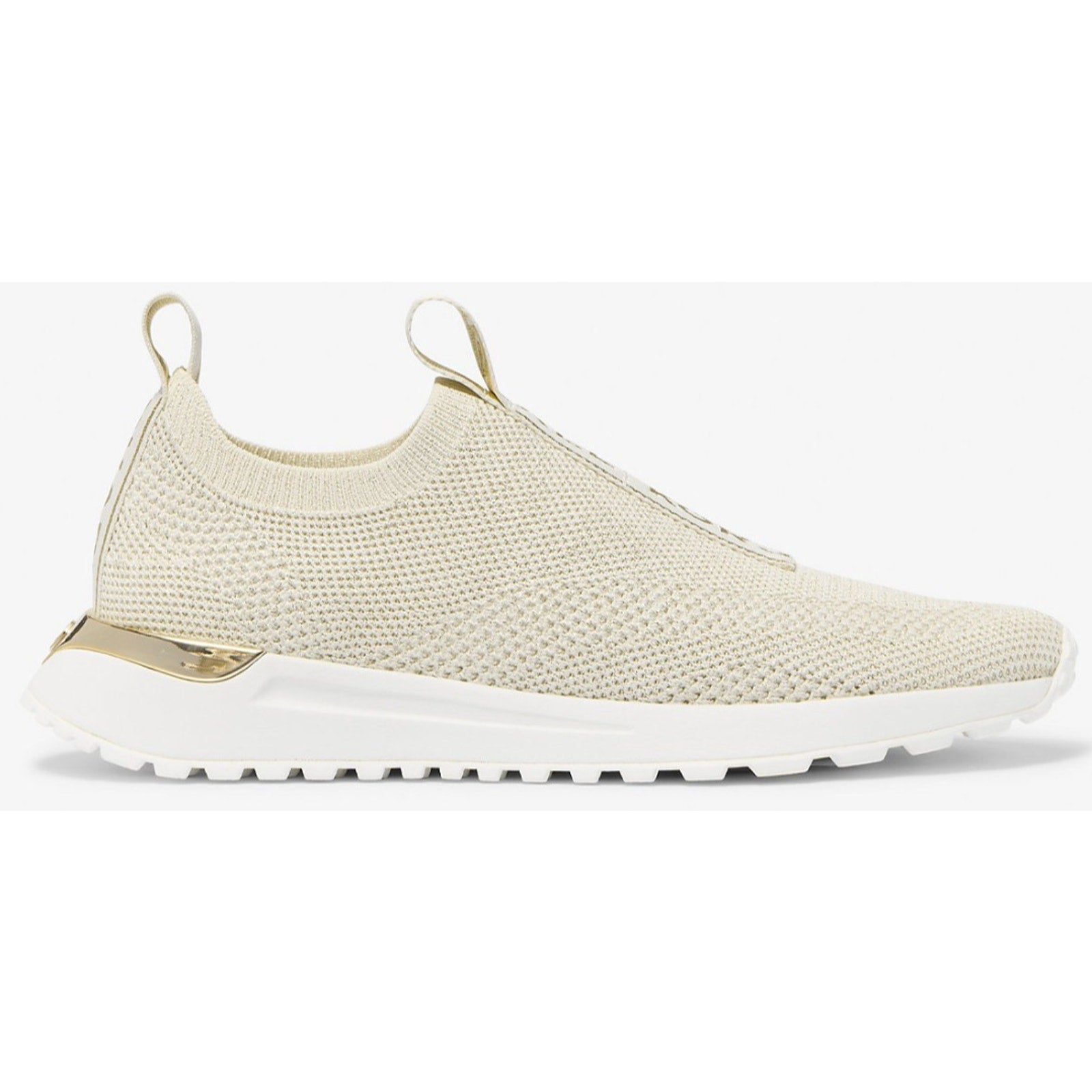 MICHAEL KORS women Bodie Knit Slip-On Sneaker stretched fabric Pale Gold 9 M Michael Kors