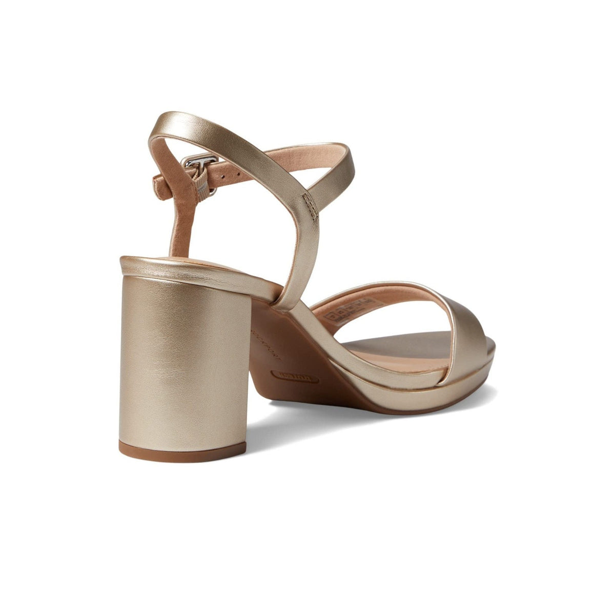 Rockport Tabitha Two-Strap Gold leather Women's Heeled Sandal Size 9.5 Wide